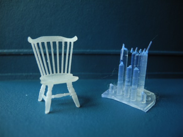 All that remains of the Form 1 print (right) is the supports.